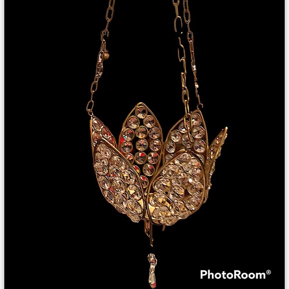 Bombay Other - Bombay Crystal & Gold Leaf Motif Hanging Tea Light Candle Holder Sun Catcher.